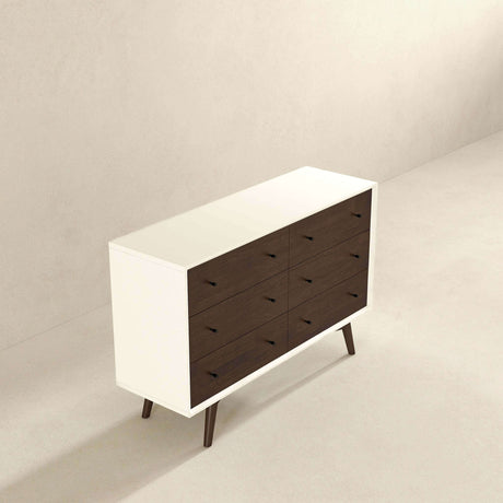 Mid Century Modern White Dresser 6 Drawer from Ashcroft Furniture - Luna Furniture