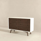 Mid Century Modern White Dresser 6 Drawer from Ashcroft Furniture - Luna Furniture