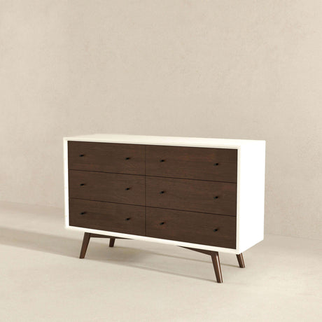 Mid Century Modern White Dresser 6 Drawer from Ashcroft Furniture - Luna Furniture