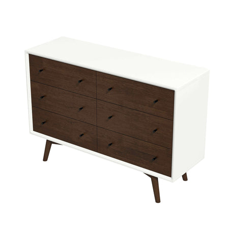 Mid Century Modern White Dresser 6 Drawer from Ashcroft Furniture - Luna Furniture