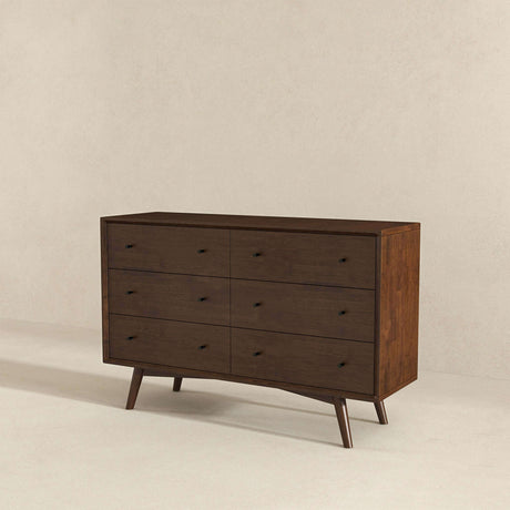 Mid Century Modern Walnut Dresser 6 Drawer from Ashcroft Furniture - Luna Furniture