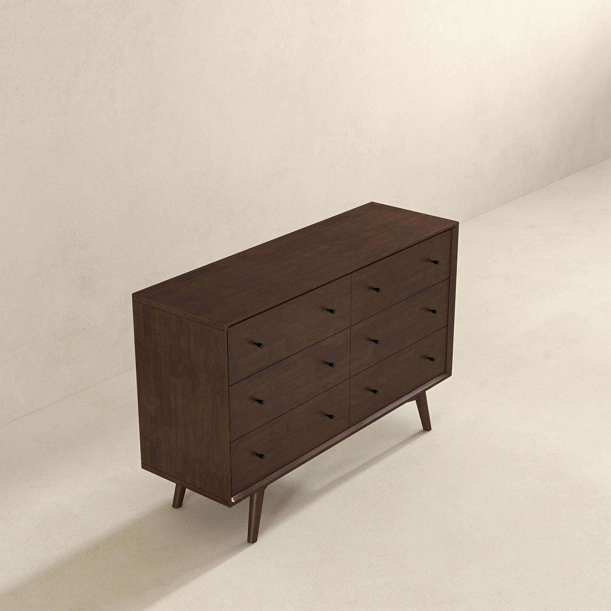 Mid Century Modern Walnut Dresser 6 Drawer from Ashcroft Furniture - Luna Furniture