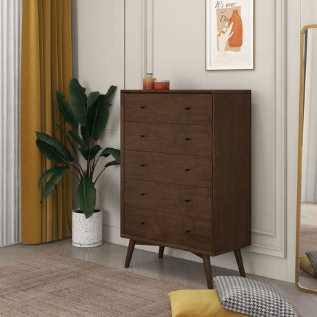 Caroline Mid Century Modern Solid Wood Dresser 5-Drawer from Ashcroft Furniture - Luna Furniture