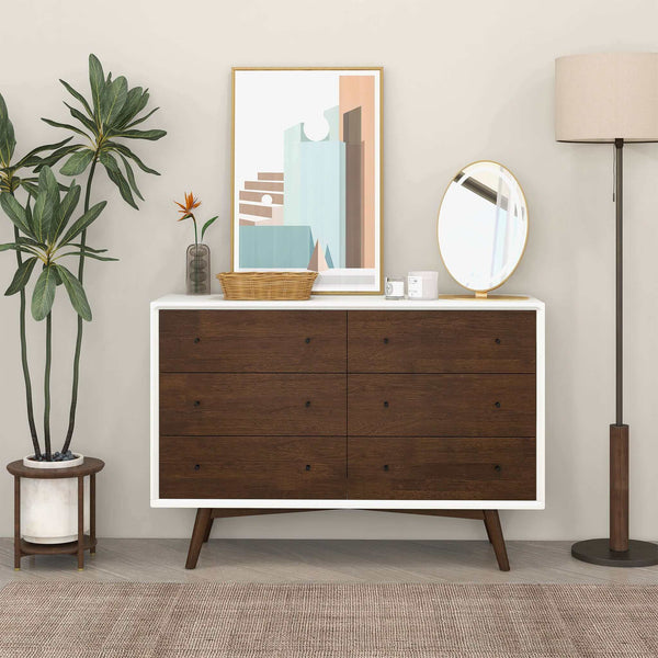 Caroline Mid Century Modern Solid Wood Dresser 5-Drawer Luna Furniture Caroline Mid Century Modern Solid Wood Dresser 5-Drawer Luna Furniture