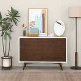 Mid Century Modern White Dresser 6 Drawer from Ashcroft Furniture - Luna Furniture