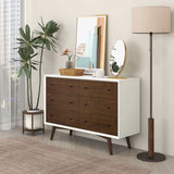 Mid Century Modern White Dresser 6 Drawer from Ashcroft Furniture - Luna Furniture