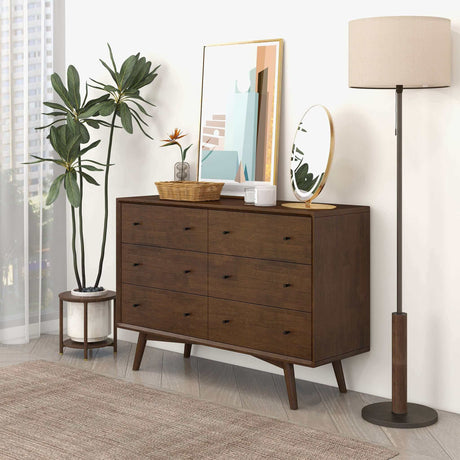 Mid Century Modern Walnut Dresser 6 Drawer from Ashcroft Furniture - Luna Furniture