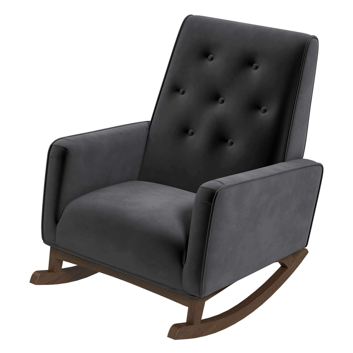 Demetrius Dark Grey Microfiber Solid Wood Rocking Chair from Ashcroft Furniture - Luna Furniture