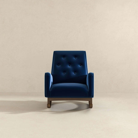 Demetrius Blue Velvet Solid Wood Rocking Chair from Ashcroft Furniture - Luna Furniture