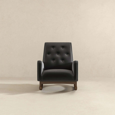 Demetrius Dark Grey Microfiber Solid Wood Rocking Chair from Ashcroft Furniture - Luna Furniture