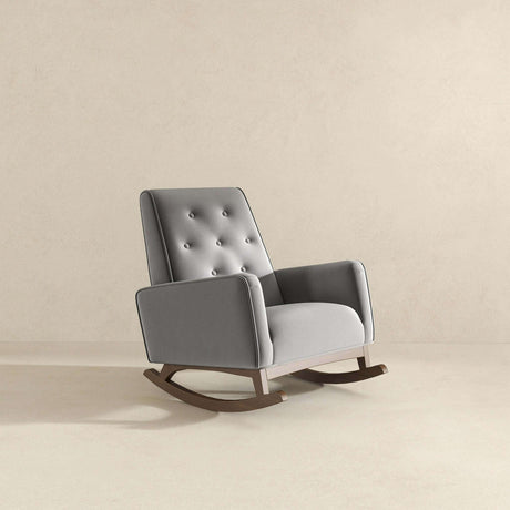 Demetrius Light Grey Microfiber Solid Wood Rocking Chair from Ashcroft Furniture - Luna Furniture