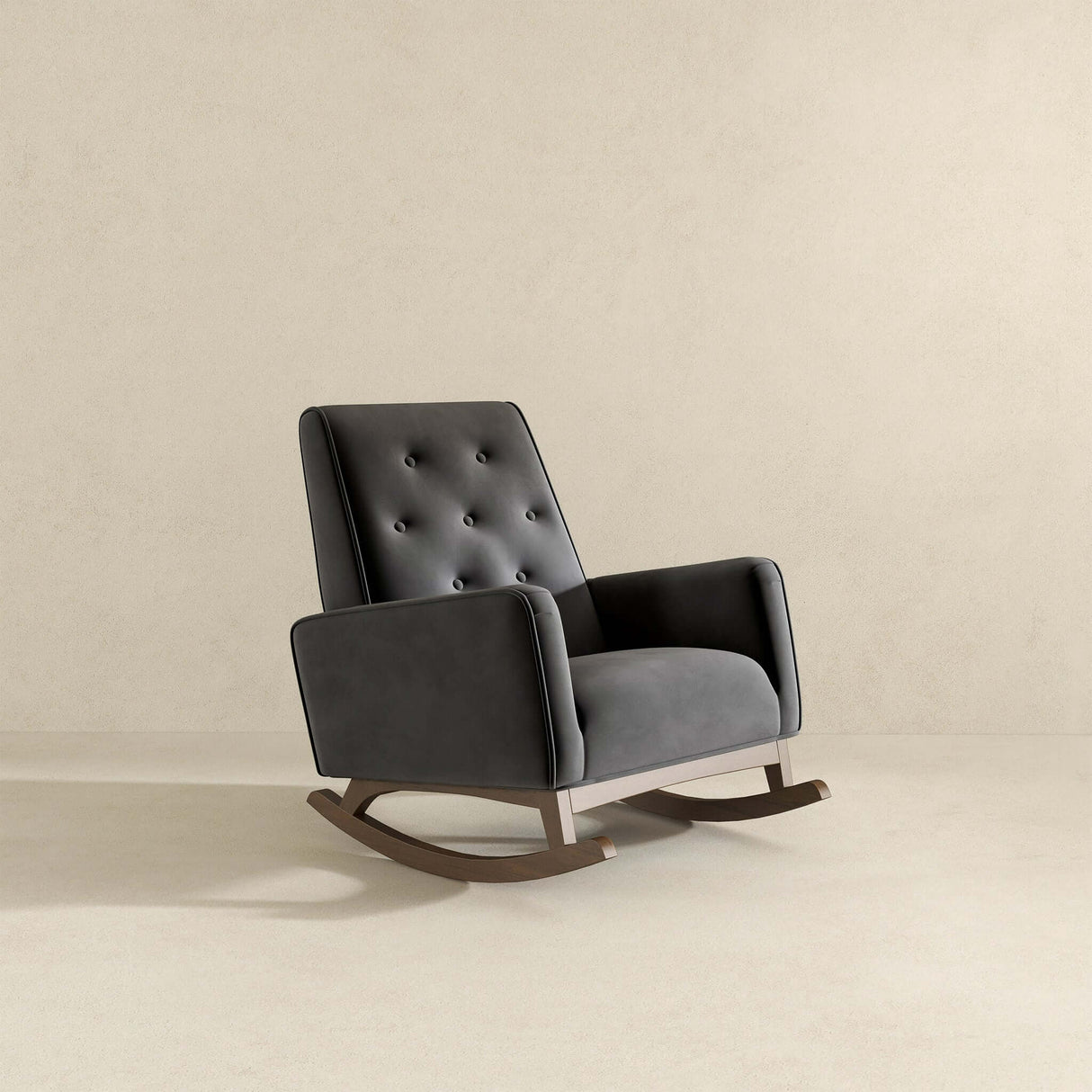 Demetrius Dark Grey Microfiber Solid Wood Rocking Chair from Ashcroft Furniture - Luna Furniture