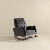 Demetrius Dark Grey Microfiber Solid Wood Rocking Chair from Ashcroft Furniture - Luna Furniture