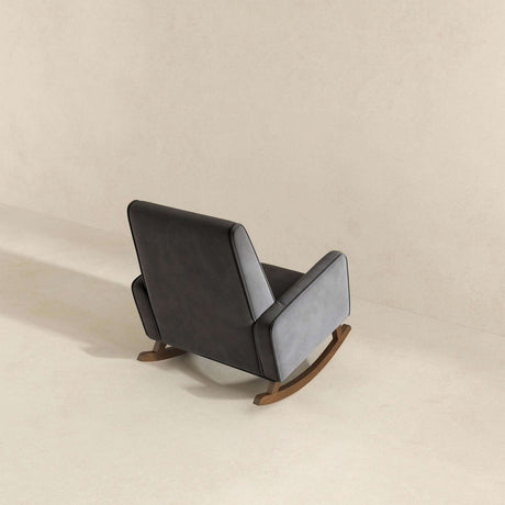 Demetrius Dark Grey Microfiber Solid Wood Rocking Chair from Ashcroft Furniture - Luna Furniture