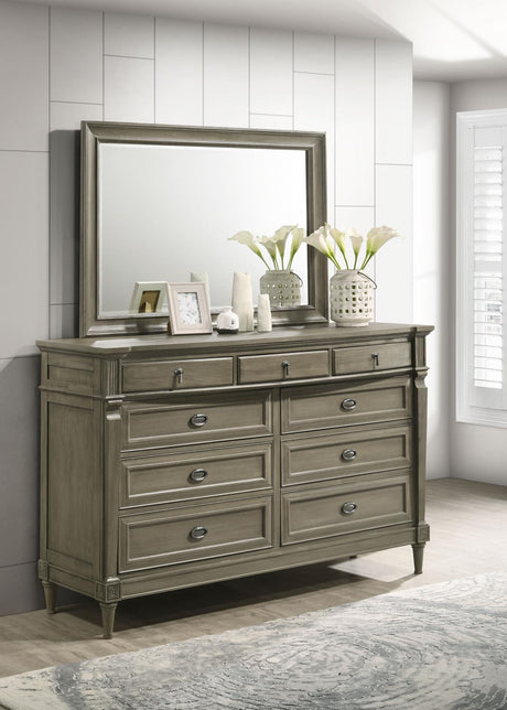 Alderwood 9-drawer Dresser with Mirror French Grey - 223123M