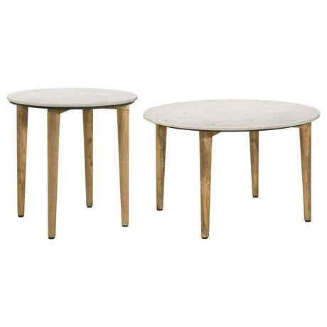 Aldis White and Brown 2-Piece Coffee and End Table Set from Coaster - Luna Furniture