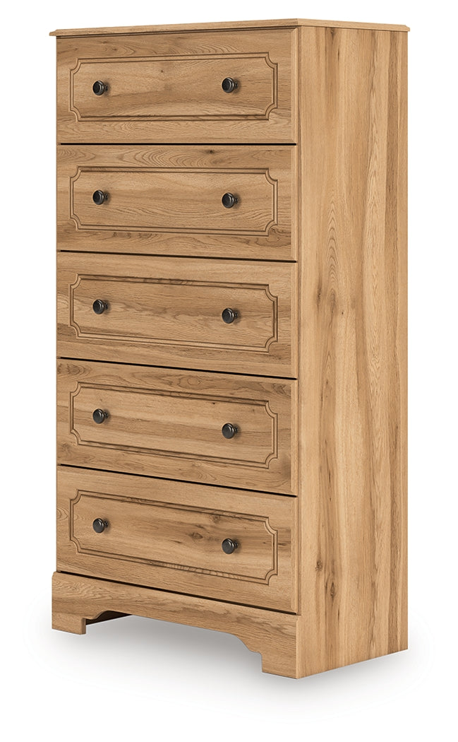 Aleaport Full Panel Bed with Dresser and Chest in Warm Brown from Ashley - Luna Furniture