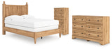Aleaport Full Panel Bed with Dresser and Chest in Warm Brown from Ashley - Luna Furniture