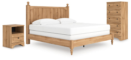 Aleaport King Panel Bed with Chest and Nightstand in Warm Brown from Ashley - Luna Furniture