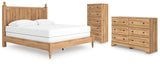 Aleaport King Panel Bed with Dresser and Chest in Warm Brown from Ashley - Luna Furniture