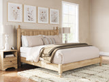Aleaport King Panel Bed with Mirrored Dresser and Nightstand in Warm Brown from Ashley - Luna Furniture