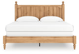 Aleaport King Panel Bed with Mirrored Dresser in Warm Brown from Ashley - Luna Furniture