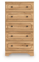 Aleaport Twin Panel Bed with Chest and Nightstand in Warm Brown from Ashley - Luna Furniture