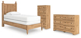 Aleaport Twin Panel Bed with Dresser and Chest in Warm Brown from Ashley - Luna Furniture