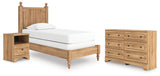 Aleaport Twin Panel Bed with Dresser and Nightstand in Warm Brown from Ashley - Luna Furniture