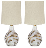 Aleela White/Gold Finish Table Lamp (Set of 2) from Ashley - Luna Furniture