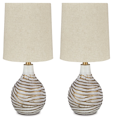 Aleela White/Gold Finish Table Lamp (Set of 2) from Ashley - Luna Furniture