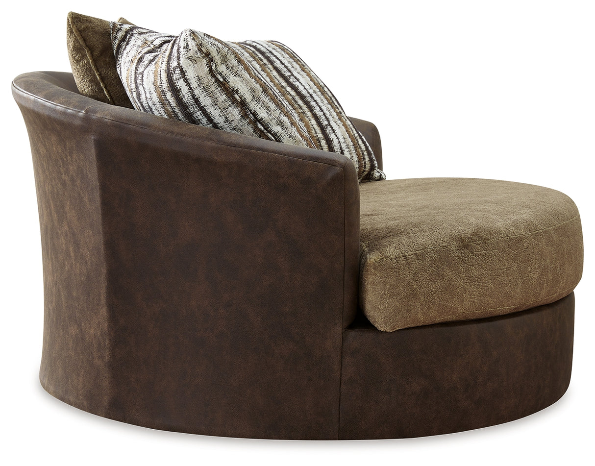 Alesbury Chocolate Sofa and Oversized Swivel Accent Chair from Ashley - Luna Furniture