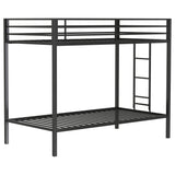 Alevera Black Metal Twin Over Twin Bunk Bed with Ladder from Coaster - Luna Furniture