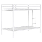 Alevera Metal Twin Over Twin Bunk Bed with Ladder White from Coaster - Luna Furniture