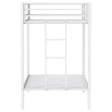 Alevera Metal Twin Over Twin Bunk Bed with Ladder White from Coaster - Luna Furniture