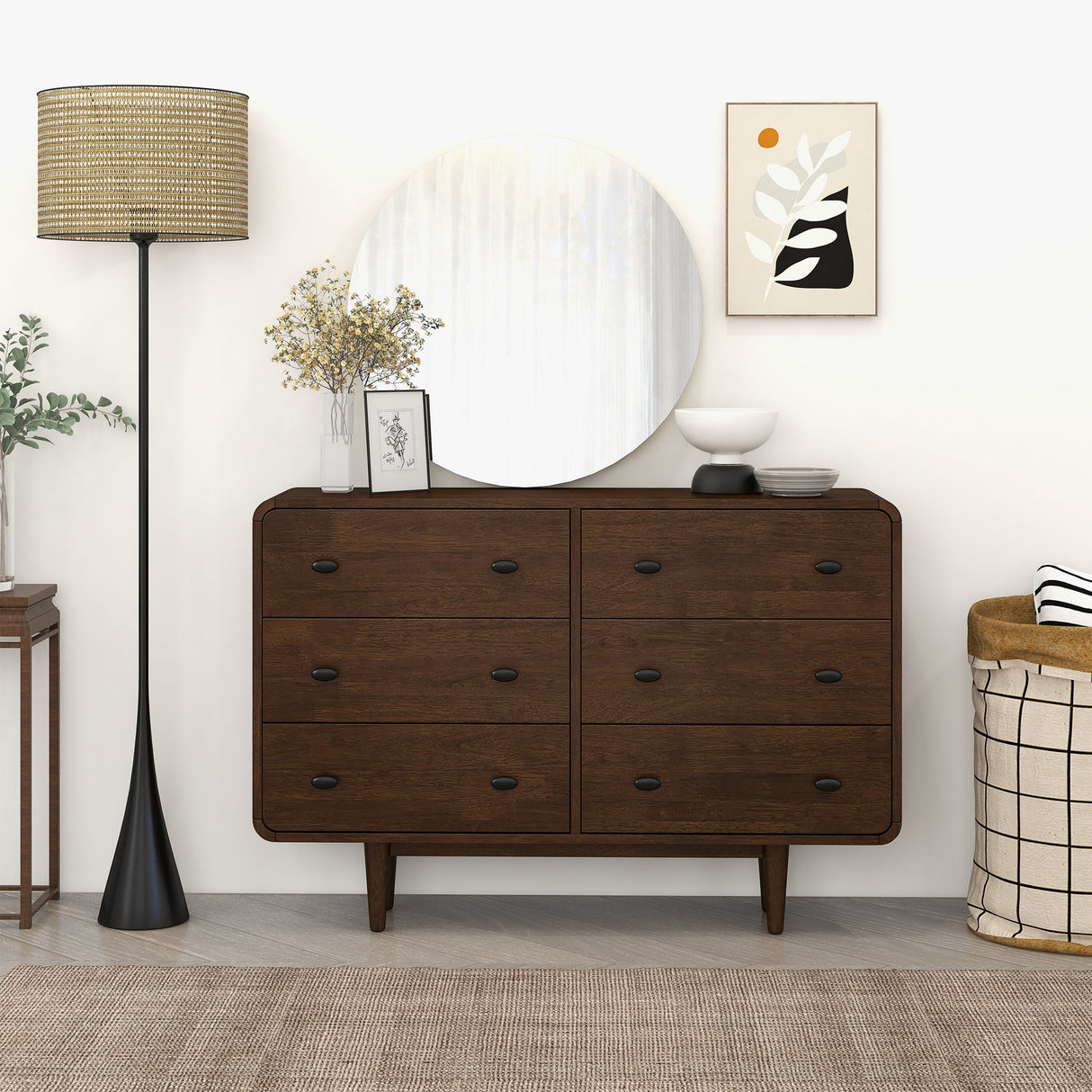 Alexa Mid Century Modern Dresser 6-Drawers from Ashcroft Furniture - Luna Furniture