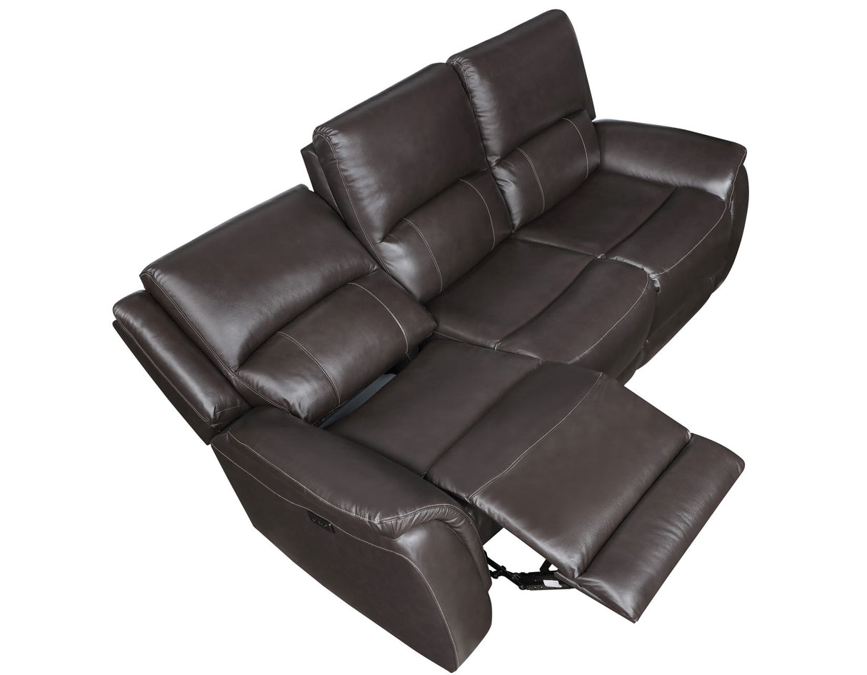 Alexandria Chocolate 3-Piece Top-Grain Leather Power Reclining Living Room Set from Steve Silver - Luna Furniture