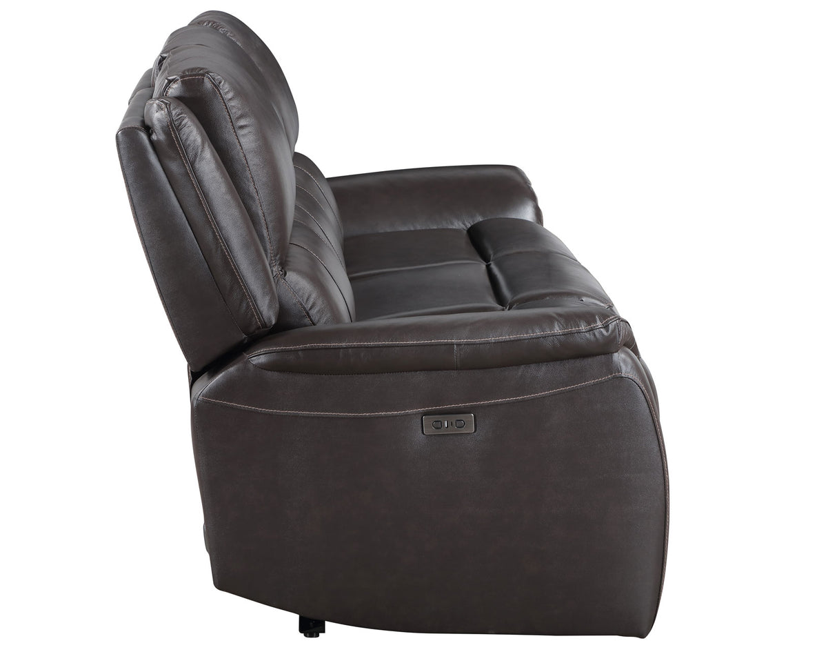 Alexandria Chocolate 3-Piece Top-Grain Leather Power Reclining Living Room Set from Steve Silver - Luna Furniture