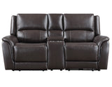 Alexandria Chocolate 3-Piece Top-Grain Leather Power Reclining Living Room Set from Steve Silver - Luna Furniture