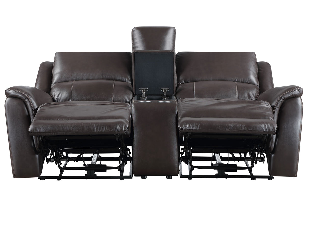 Alexandria Chocolate 3-Piece Top-Grain Leather Power Reclining Living Room Set from Steve Silver - Luna Furniture