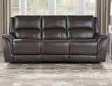 Alexandria Chocolate 3-Piece Top-Grain Leather Power Reclining Living Room Set from Steve Silver - Luna Furniture