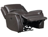 Alexandria Chocolate 3-Piece Top-Grain Leather Power Reclining Living Room Set from Steve Silver - Luna Furniture