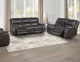 Alexandria Chocolate 3-Piece Top-Grain Leather Power Reclining Living Room Set from Steve Silver - Luna Furniture