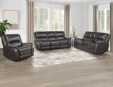 Alexandria Chocolate 3-Piece Top-Grain Leather Power Reclining Living Room Set from Steve Silver - Luna Furniture
