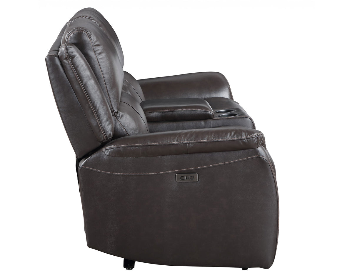 Alexandria Chocolate 3-Piece Top-Grain Leather Power Reclining Living Room Set from Steve Silver - Luna Furniture