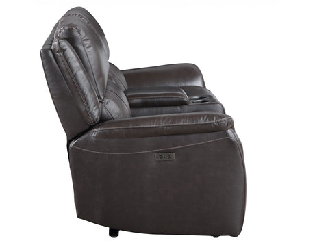 Alexandria Chocolate 3-Piece Top-Grain Leather Power Reclining Living Room Set from Steve Silver - Luna Furniture