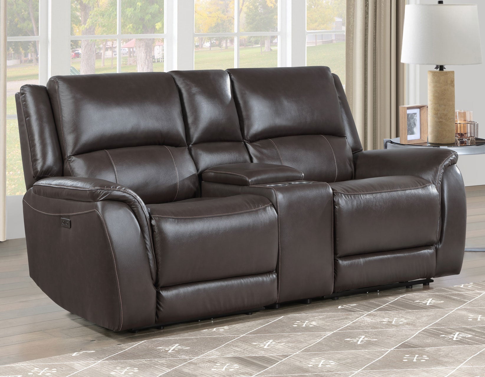 Alexandria Chocolate 3-Piece Top-Grain Leather Power Reclining Living Room Set from Steve Silver - Luna Furniture