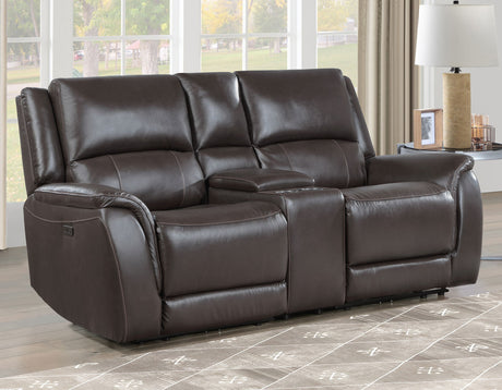 Alexandria Chocolate 3-Piece Top-Grain Leather Power Reclining Living Room Set from Steve Silver - Luna Furniture