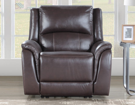 Alexandria Chocolate 3-Piece Top-Grain Leather Power Reclining Living Room Set from Steve Silver - Luna Furniture
