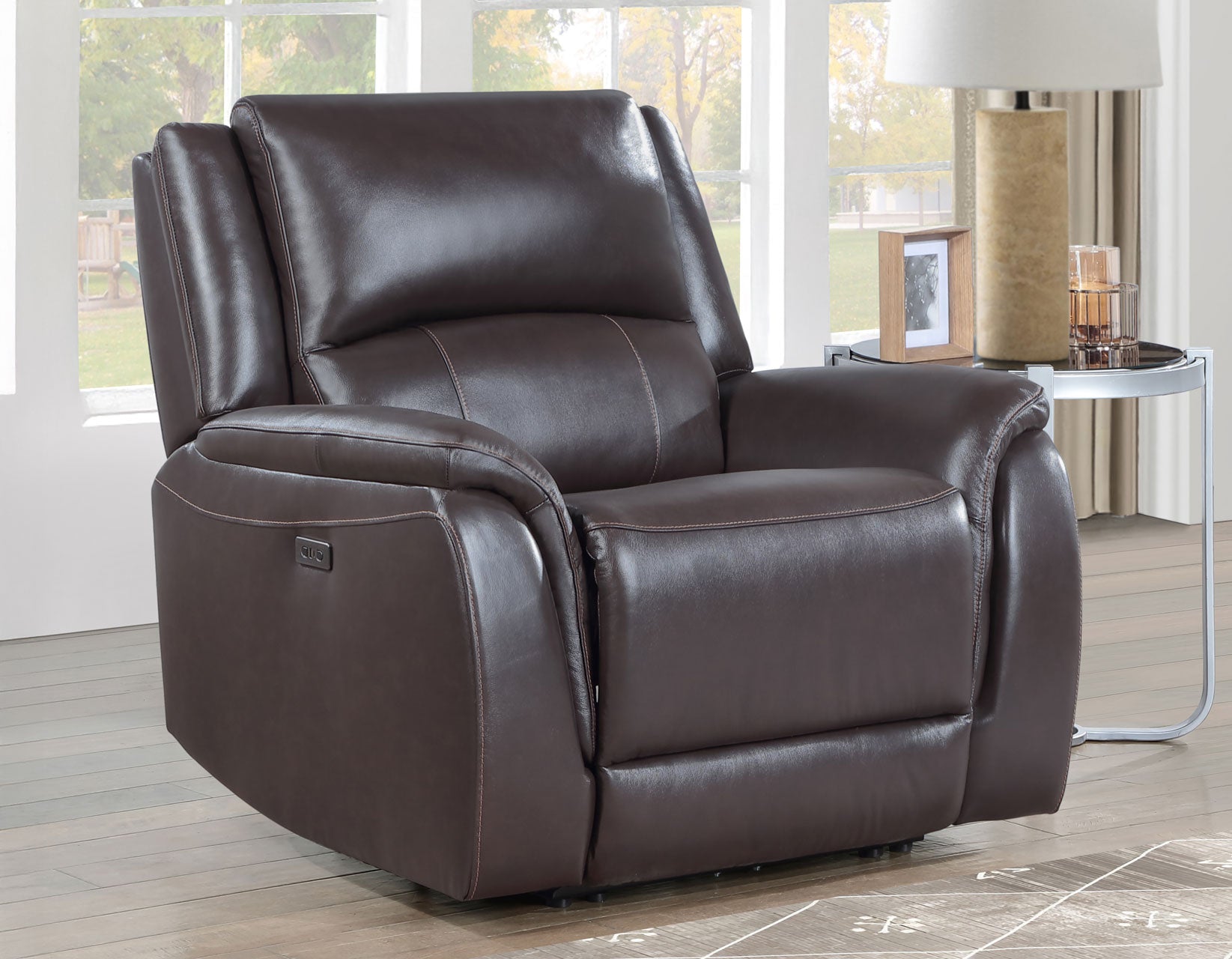 Alexandria Chocolate 3-Piece Top-Grain Leather Power Reclining Living Room Set from Steve Silver - Luna Furniture